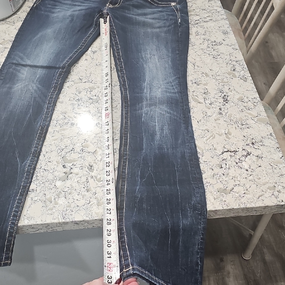 Miss Me Dark Blue Boot Cut Jeans with Silver Accents - Picture 10 of 10